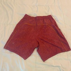Red lululemon Pacebreaker shorts 7”